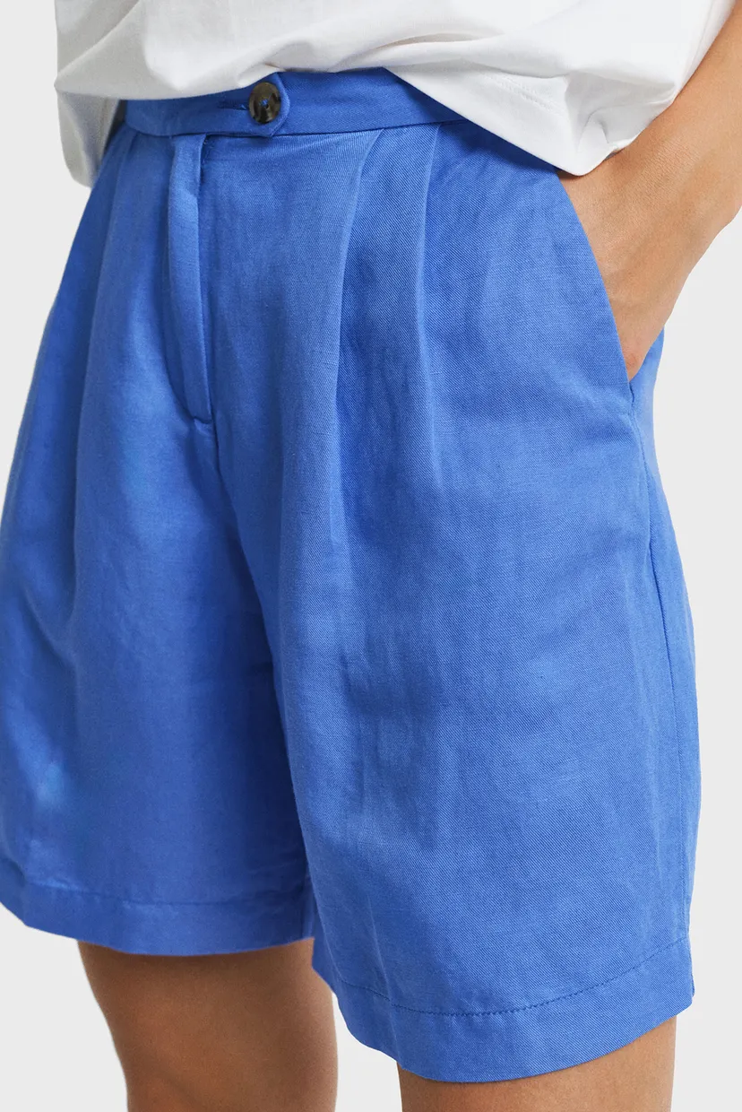 Женские синие льняные шорты TAILORED LINEN SHORTS 4
