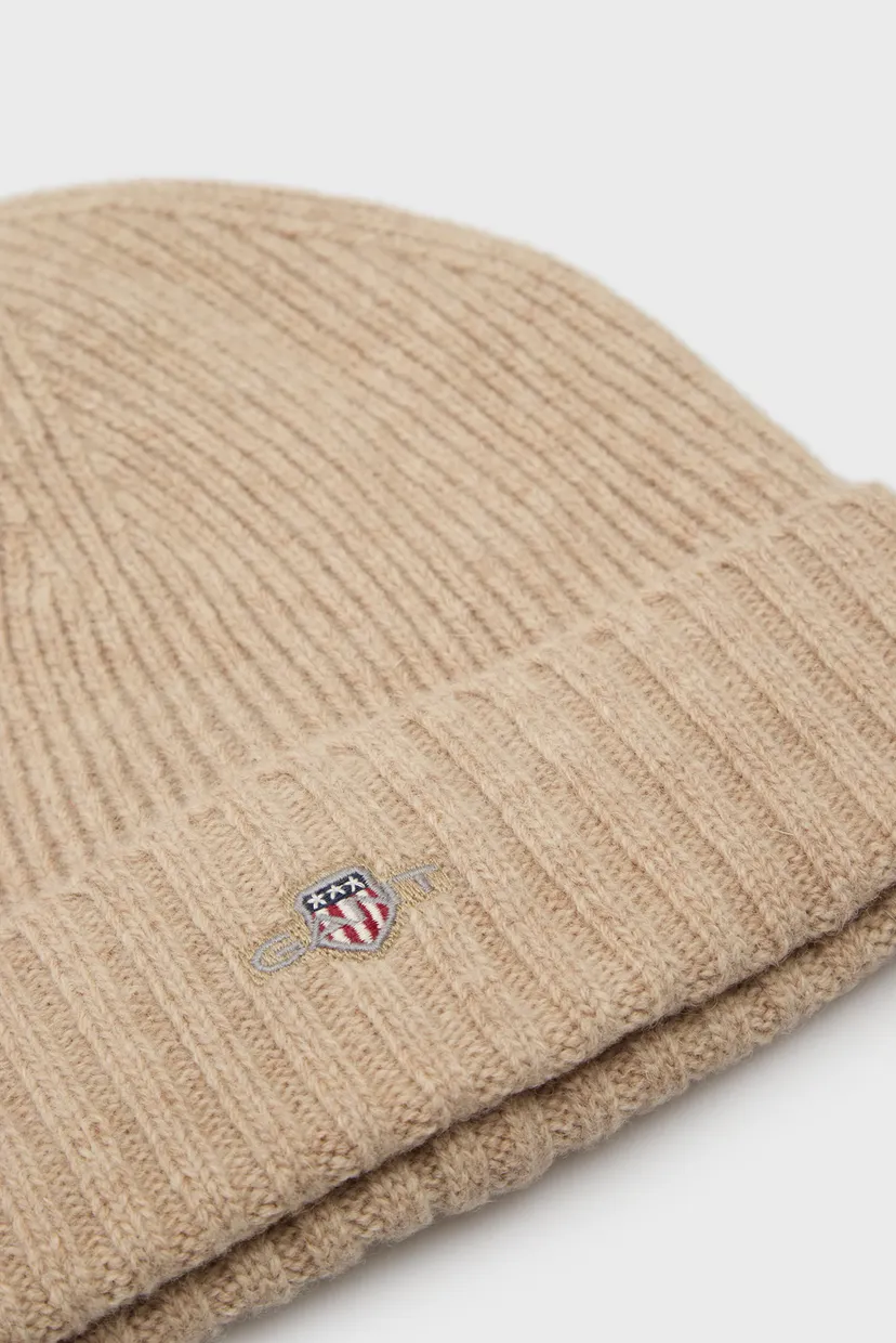 Чоловіча бежева вовняна шапка UNISEX. SHIELD WOOL BEANIE 3