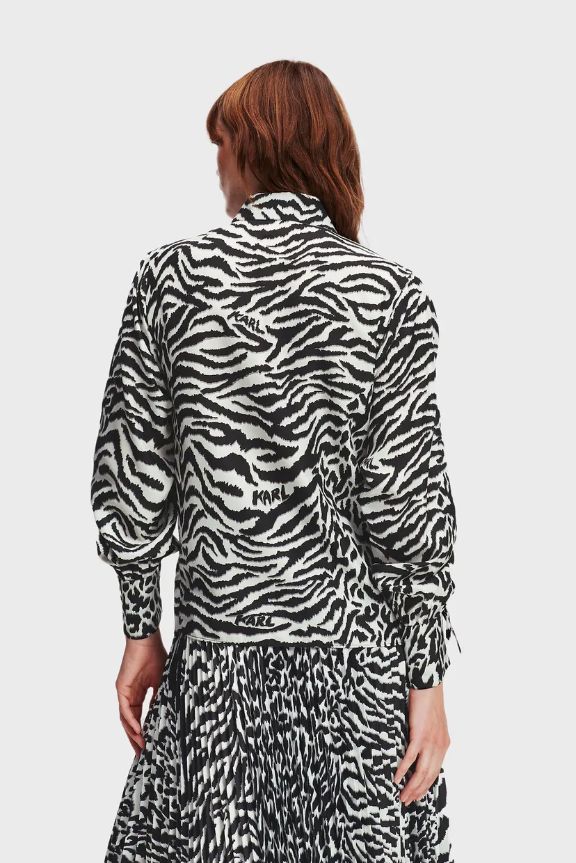 Женская шелковая блуза с узором ANIMAL PRINT SILK SHIRT 4