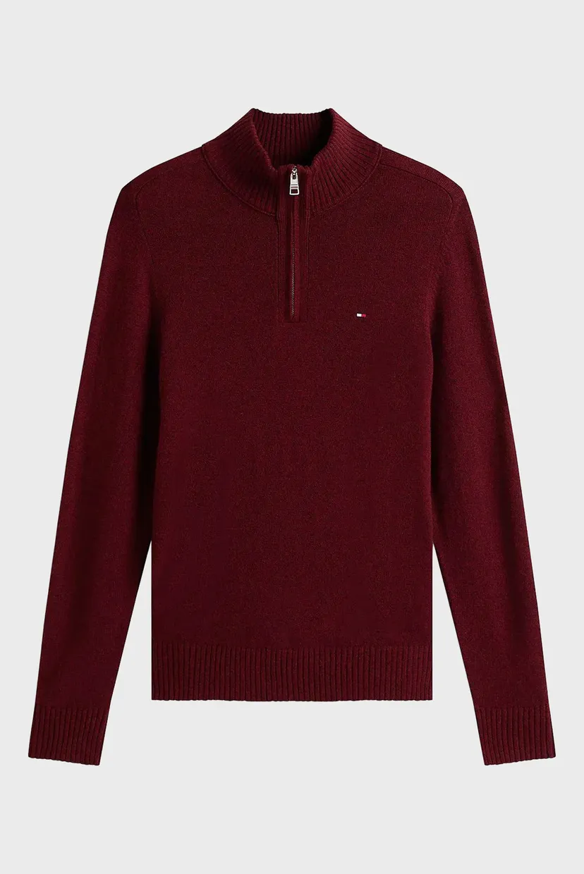 Мужская бордовая шерстяная кофта LAMBSWOOL ZIP MOCK 5