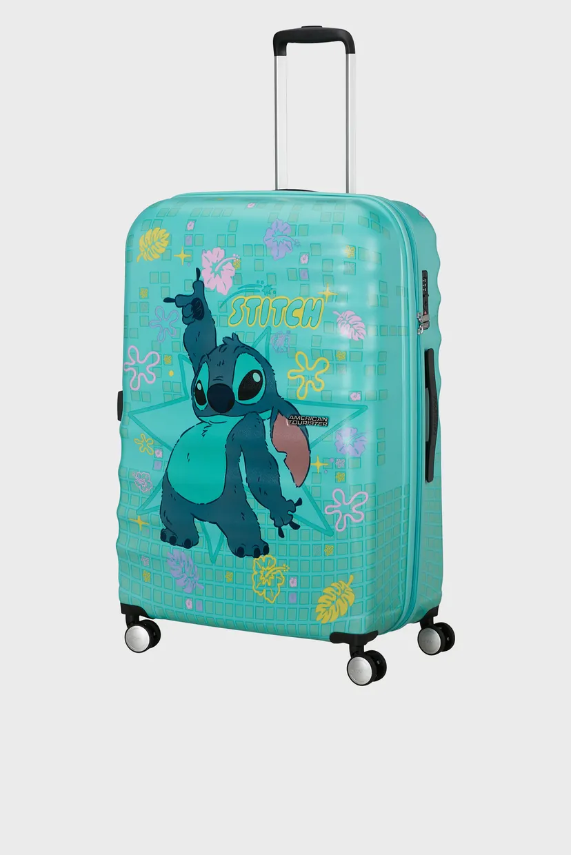 Детский бирюзовый чемодан 77 см WAVEBREAKER DISNEY STITCH FLOWER 6