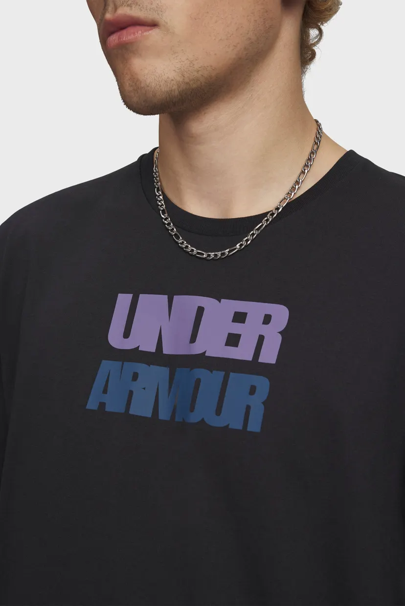 Мужская черная футболка UA M BLOCK LOGO SS 3