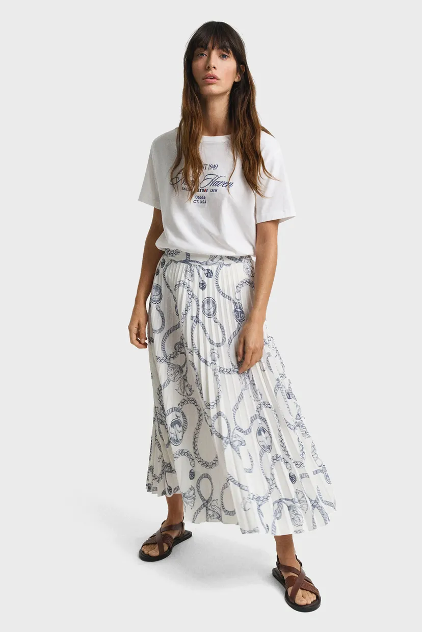 Жіноча біла плісирована спідниця з візерунком SAILING PRINT PLEATED SKIRT 3