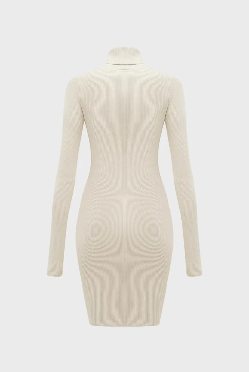 Женское бежевое платье WOVEN LABEL TIGHT SWEATER DRESS 7