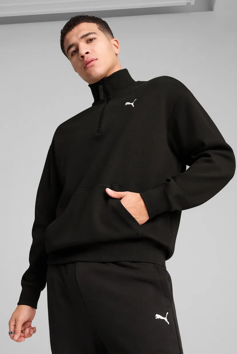 Чоловіча чорна спортивна кофта WARDROBE ESS Relaxed Half Zip Crew