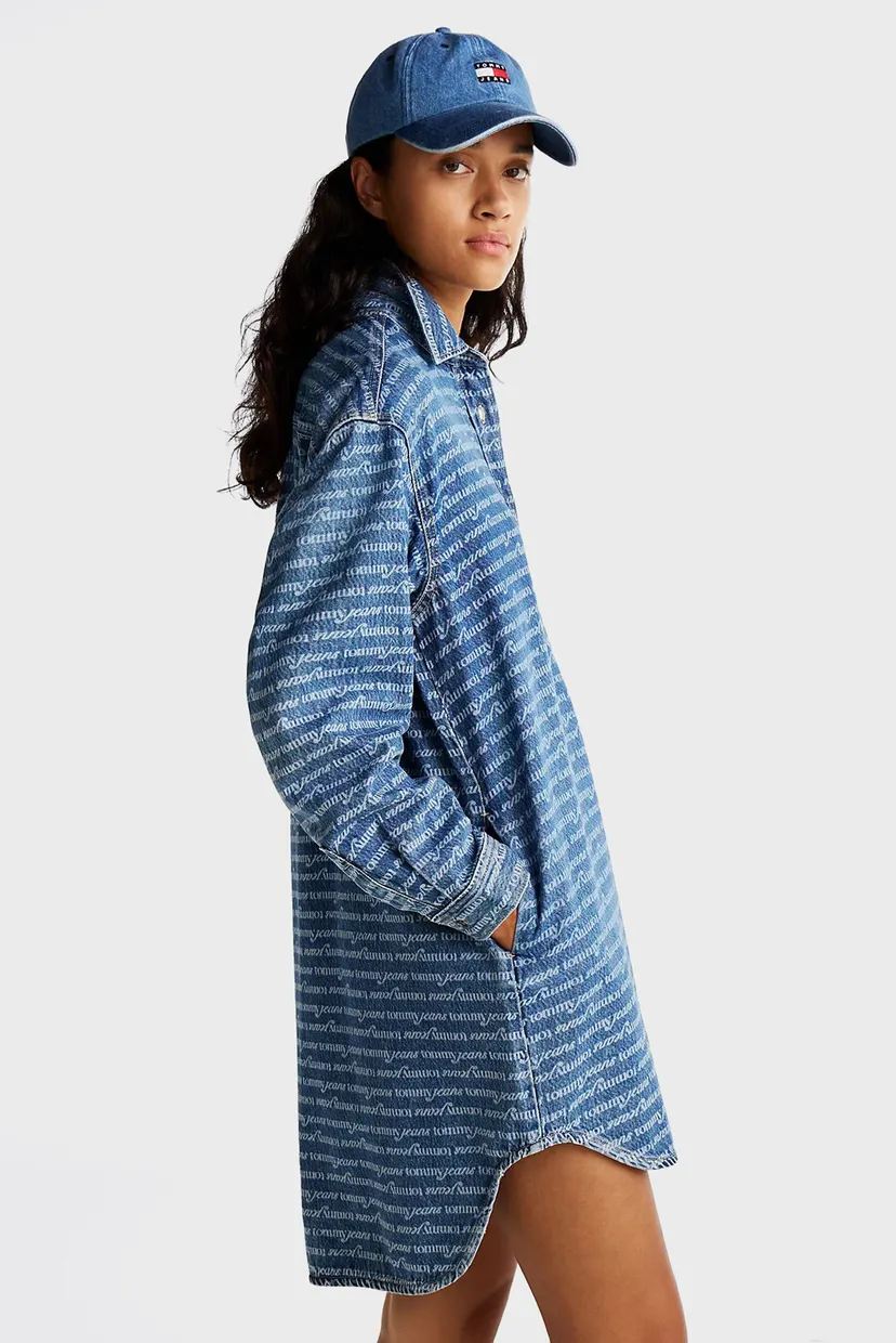 Женское синее джинсовое платье с узором RELAXED SHIRT DRESS 3