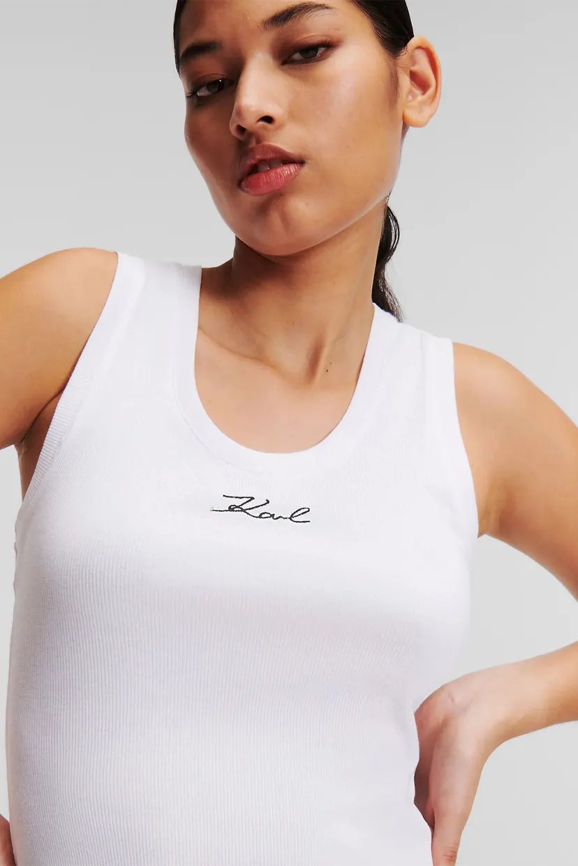 Жіноча біла майка LOGO RIB TANK TOP 4
