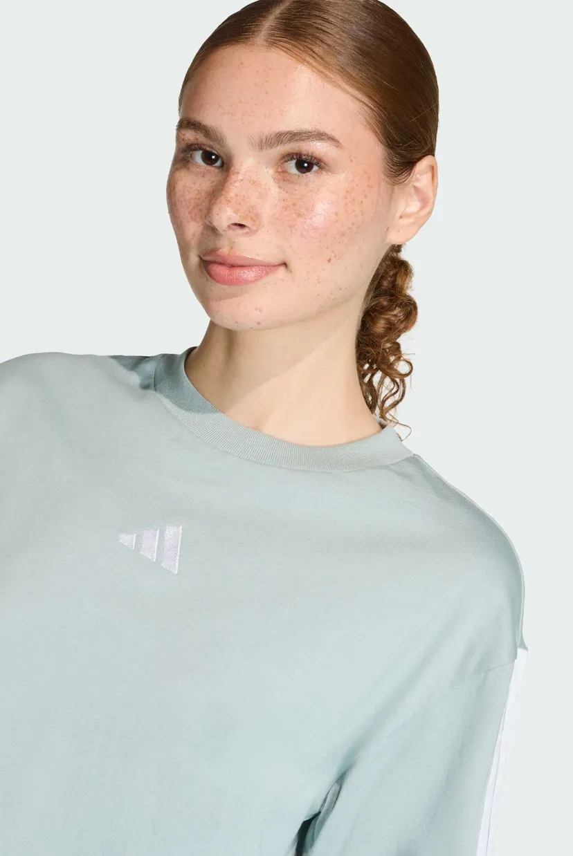 Женская мятная футболка Essentials 3-Stripes Cotton Loose 4