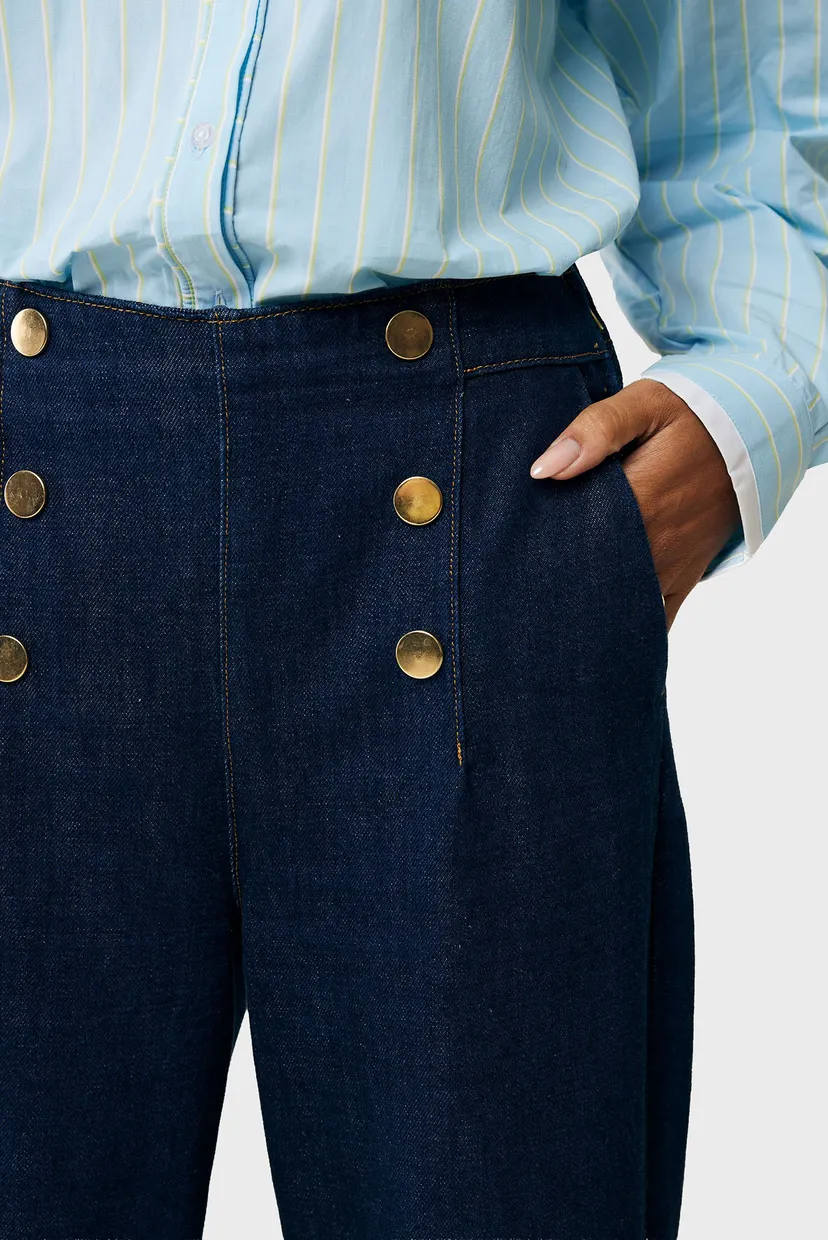 Женские темно-синие джинсы Sailor buttoned pants 4
