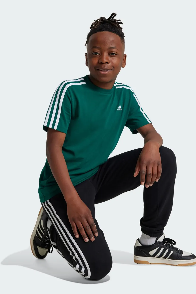 Дитяча зелена футболка Essentials 3-Stripes Cotton 3