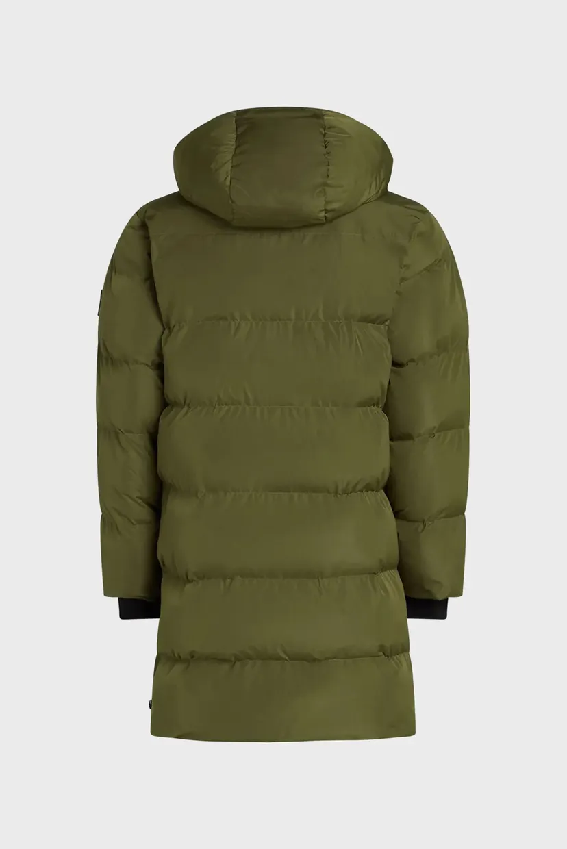 Мужская оливковая куртка regular long puffer 5