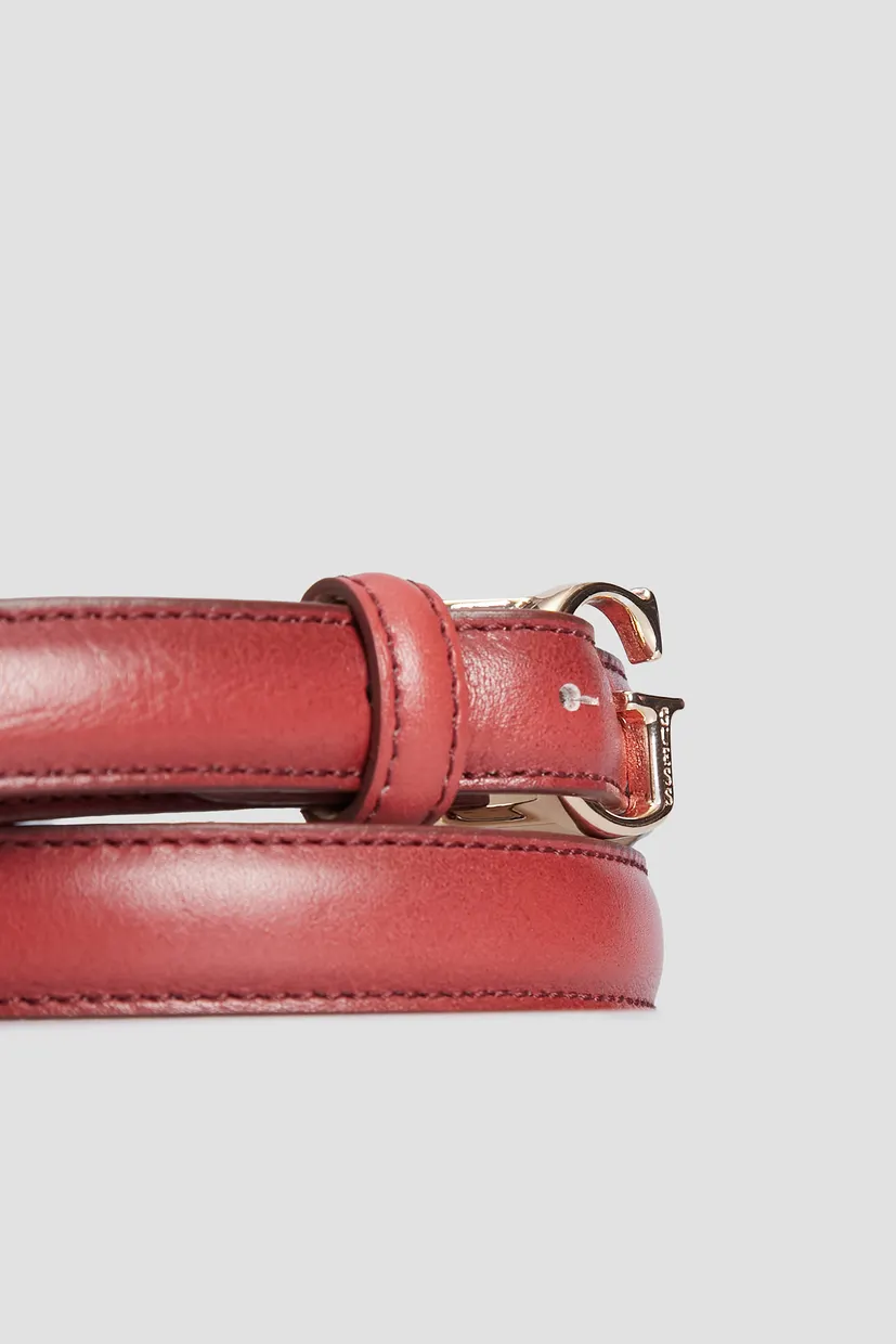 Жіночий червоний шкіряний ремінь 3
