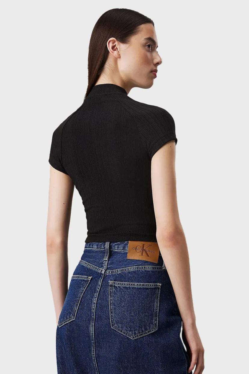 Жіночий чорний топ WARM TEXTURE RIB MOCKNECK TOP 3