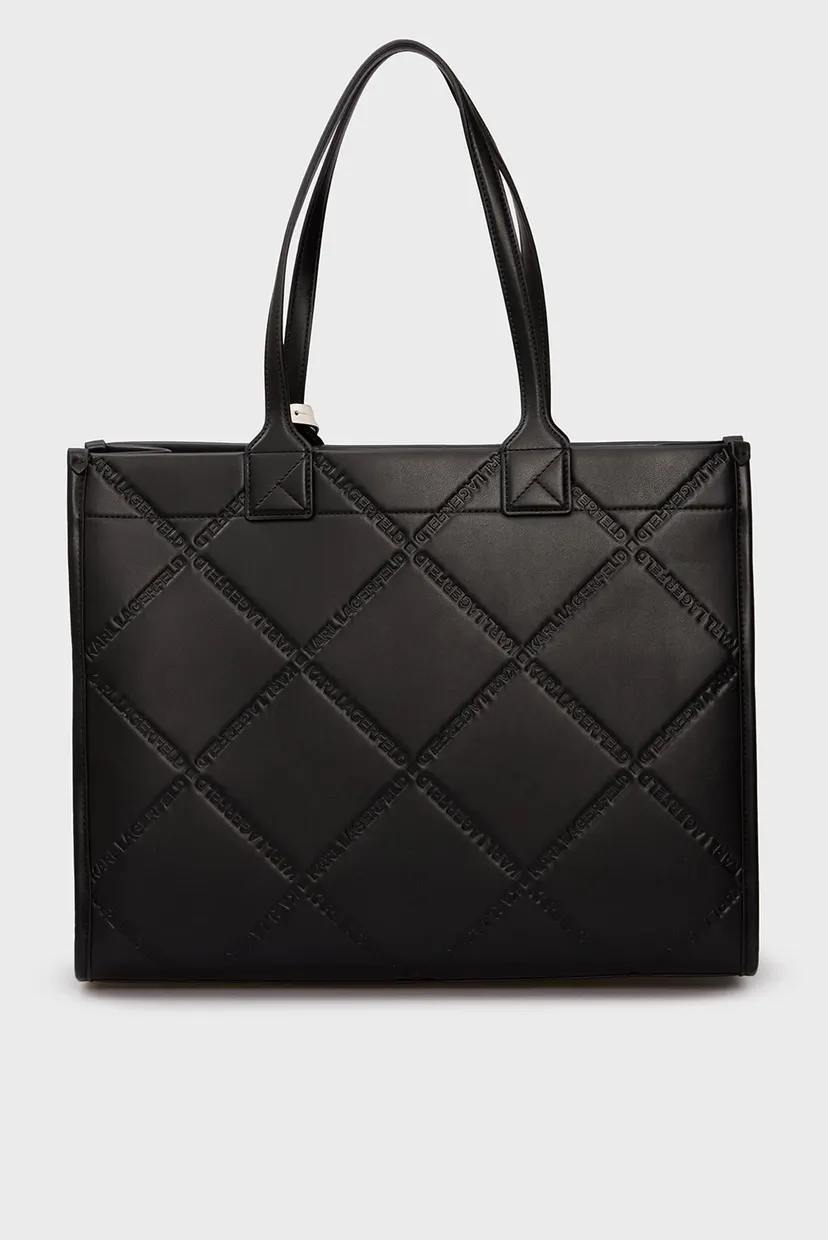 Жіноча чорна сумка з візерунком K SKUARE LG TOTE EMBOSSED 4