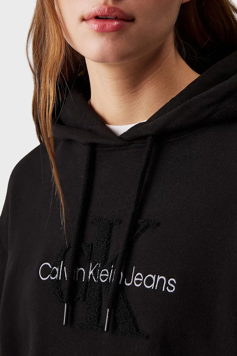 Женское черное платье CHENILLE MONOLOGO HOODIE DRESS 4