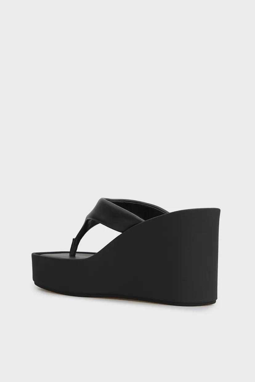 Женские черные кожаные мюли  WEDGE 70 THONG 5
