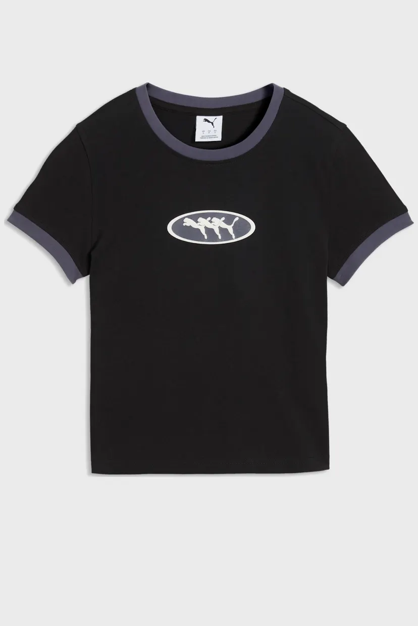 Женская черная футболка FUTURE.PUMA.ARCHIVE Slim Graphic Ringer Tee Women 4