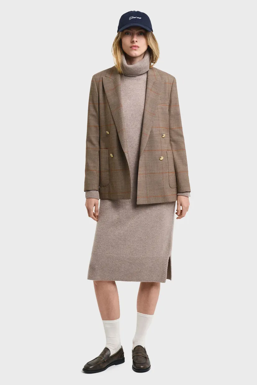 Жіноча бежева вовняна сукня HERRINGBONE DETAIL ROLLNECK DRESS 4