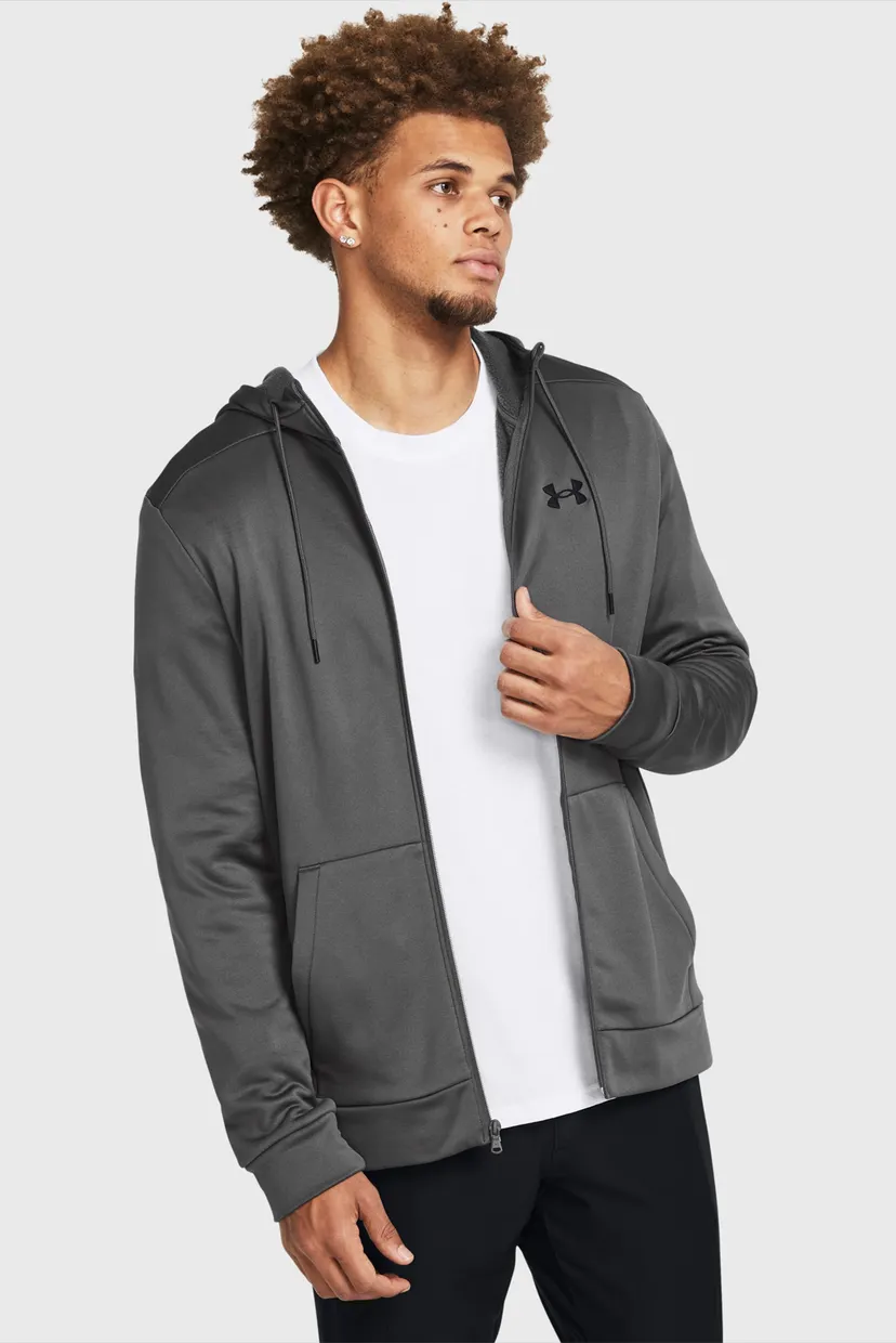 Чоловіче темно-сіре худі UA Armour Fleece FZ Hoodie 1