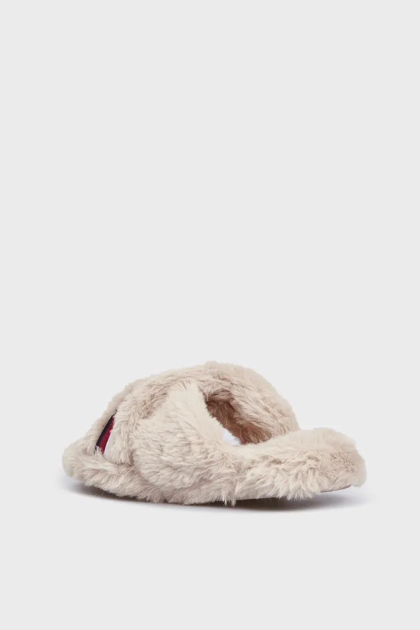 Женские бежевые тапочки FUR CROSS STRAP HOME SLIPPER 4