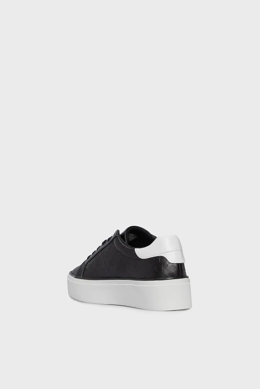 Женские черные кожаные сникерсы FLATFORM C LACE UP - MONO MIX 5