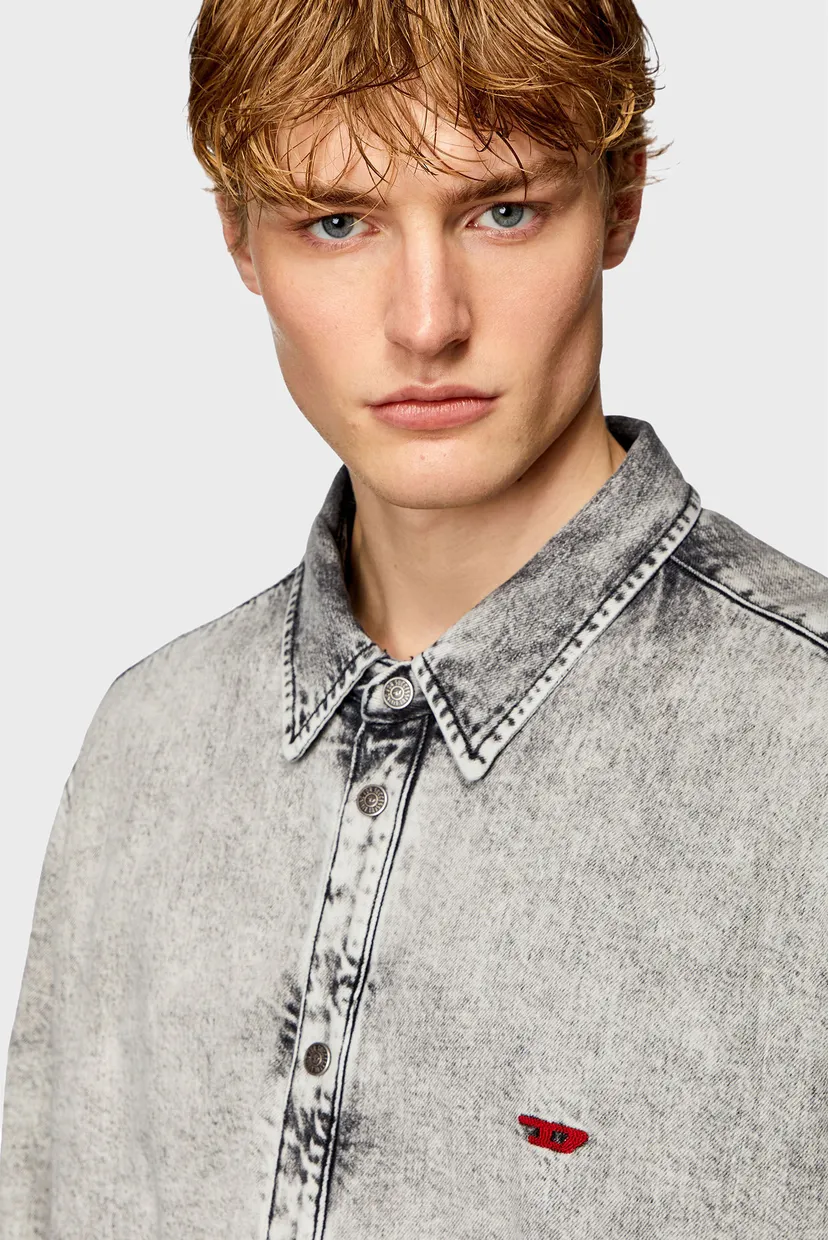 Мужская серая джинсовая рубашка D-FLAIM-S CAMICIA 5