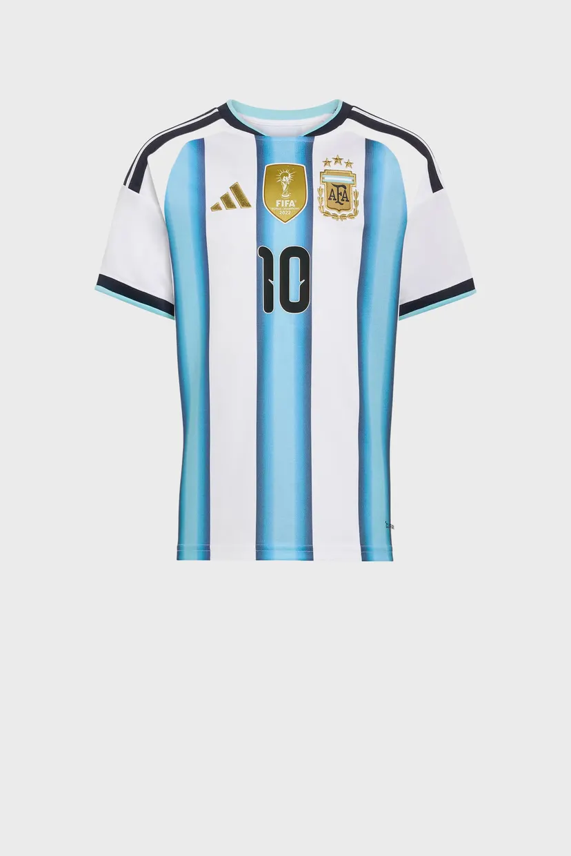 Детская белая футболка  в полоску Argentina 26 Home Replica Messi Kids 8