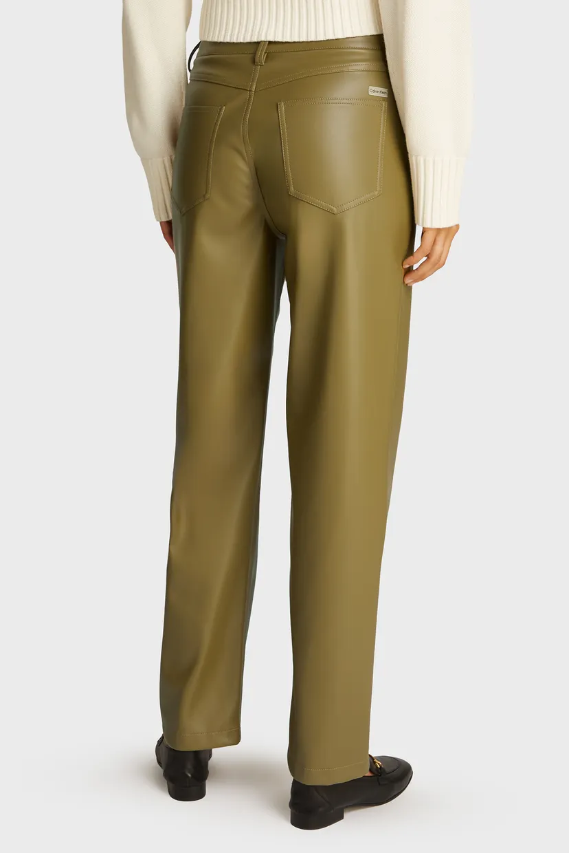 Женские оливковые брюки FAUX LEATHER RELAXED PANT 3