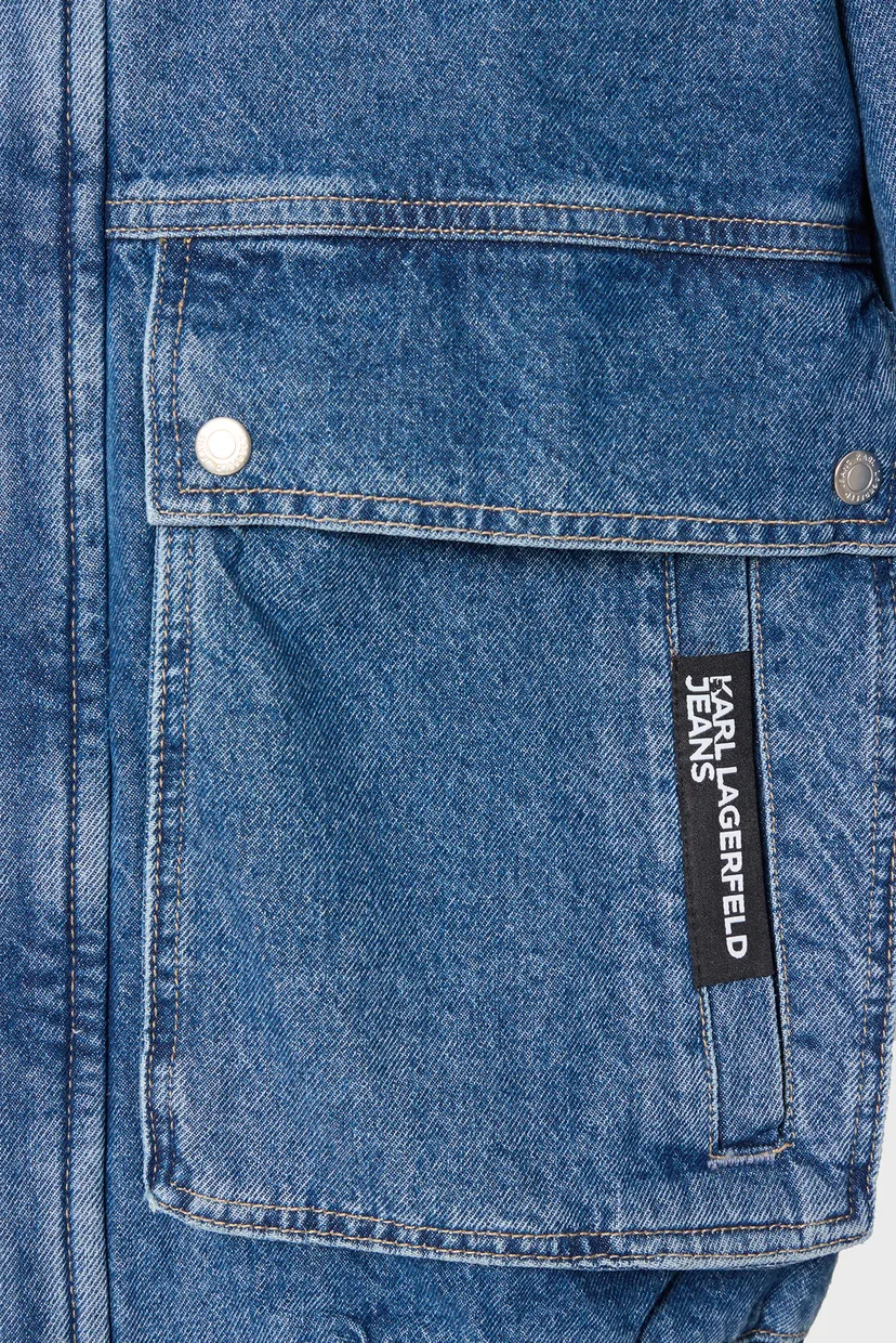 Мужская синяя джинсовая куртка klj logo denim bomber jacket 5