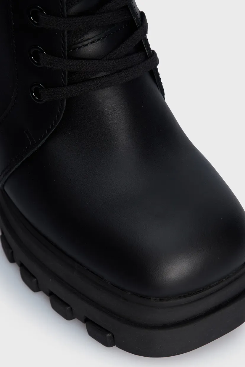 Женские черные кожаные ботильоны TJW HIGH HEEL LACE UP BOOT 4