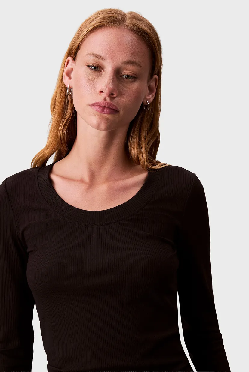 Жіночий чорний лонгслів RIB LS TEE 4
