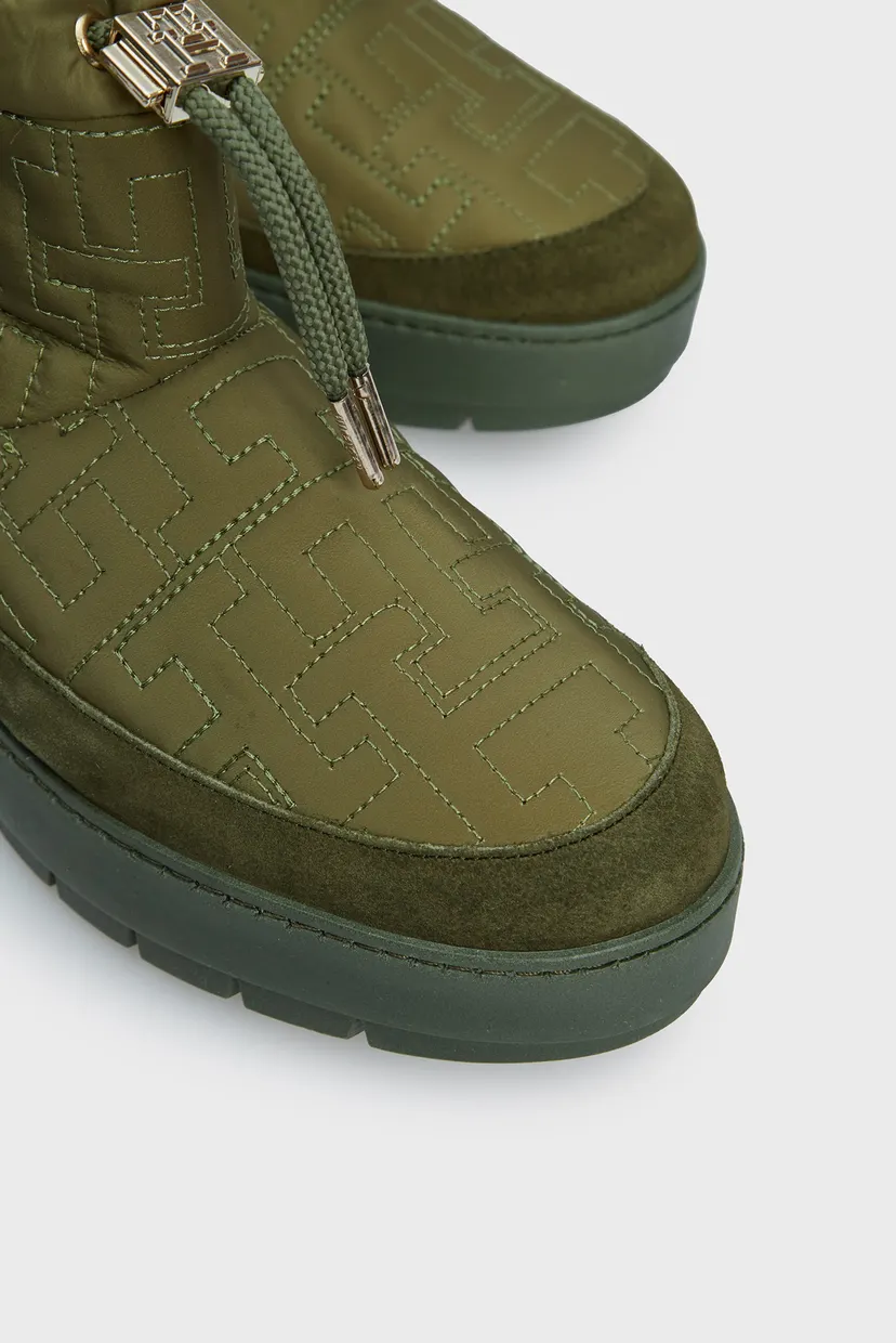 Женские зеленые дутики с узором TOMMY MONOGRAM SNOWBOOT 5