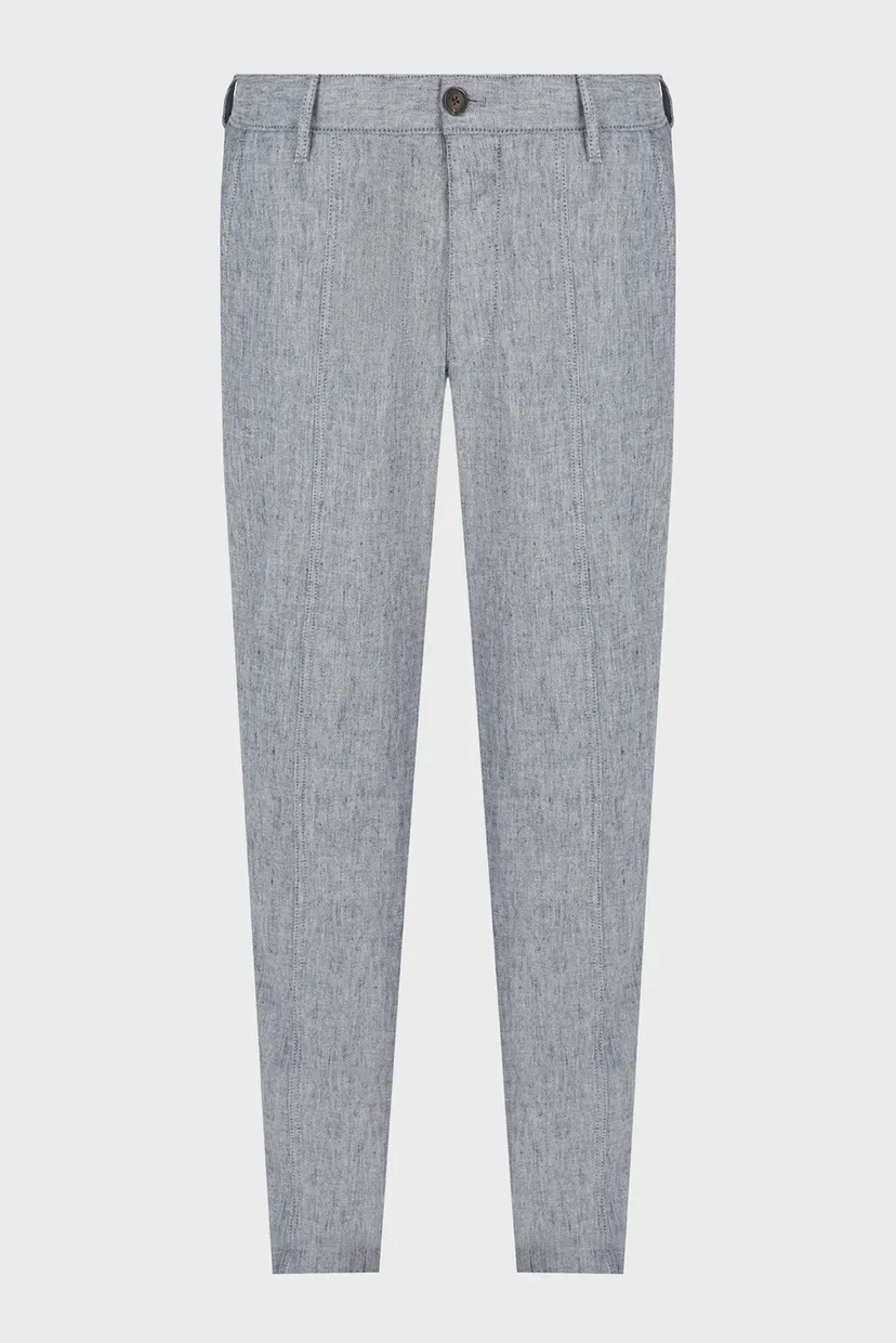 Чоловічі сині лляні брюки LINEN FLAT FELLED PANT 4