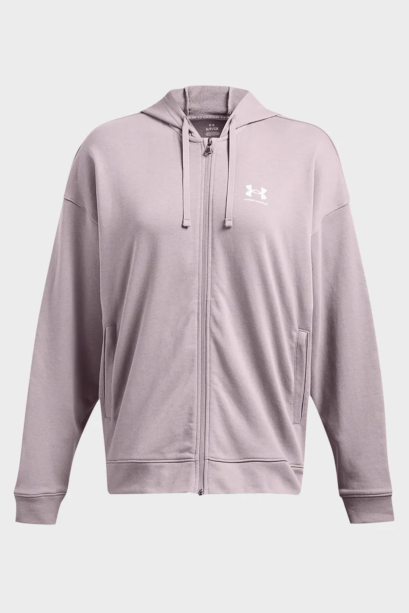 Жіноче пудрове худі UA Rival Terry OS FZ Hooded 3