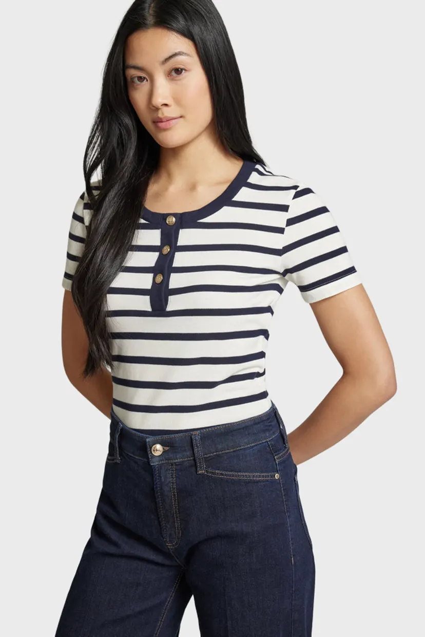 Жіноча біла футболка у смужку SLIM STRIPED PIQUE 5