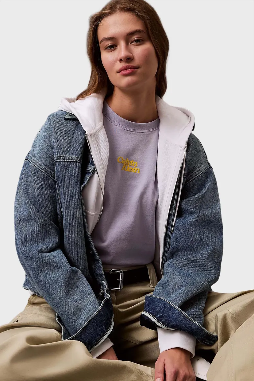 Женская сиреневая футболка FLOCKED LOGO 5