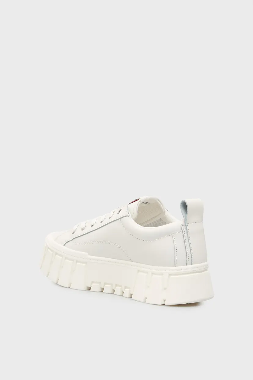 Женские белые кожаные сникерсы VULC FLATFORM 5