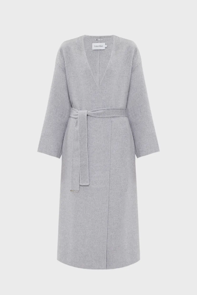 Женское светло-серое шерстяное пальто DF WOOL COAT 6
