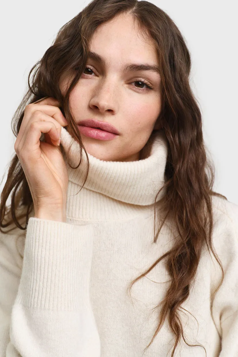 Жіночий білий вовняний светр HERRINGBONE DETAIL ROLLNECK 4