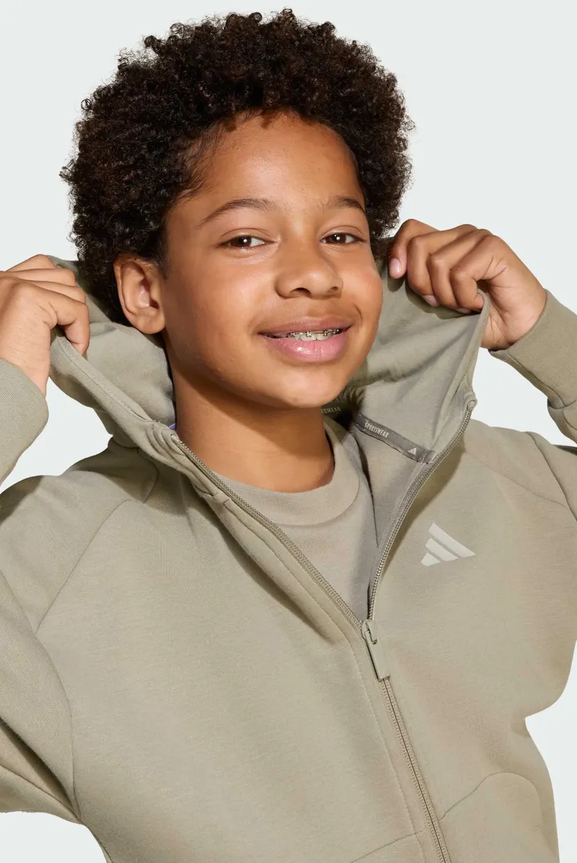 Детское оливковое худи Future Icons 3-Stripes Full-Zip Hooded Kids 6