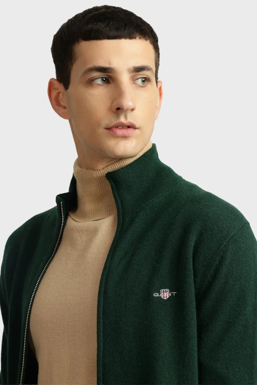Мужской зеленый шерстяной кардиган EXTRAFINE LAMBSWOOL ZIP 4