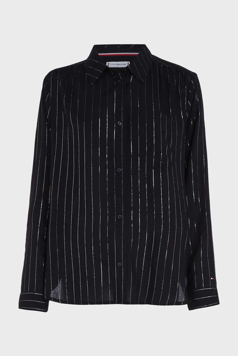 Жіноча чорна сорочка у смужку PYJ TOP WOVEN SHIRT STRIPES 5
