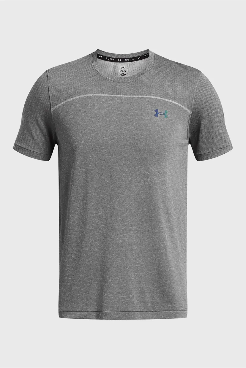 Чоловіча сіра футболка UA Rush Seamless Wordmark SS 4