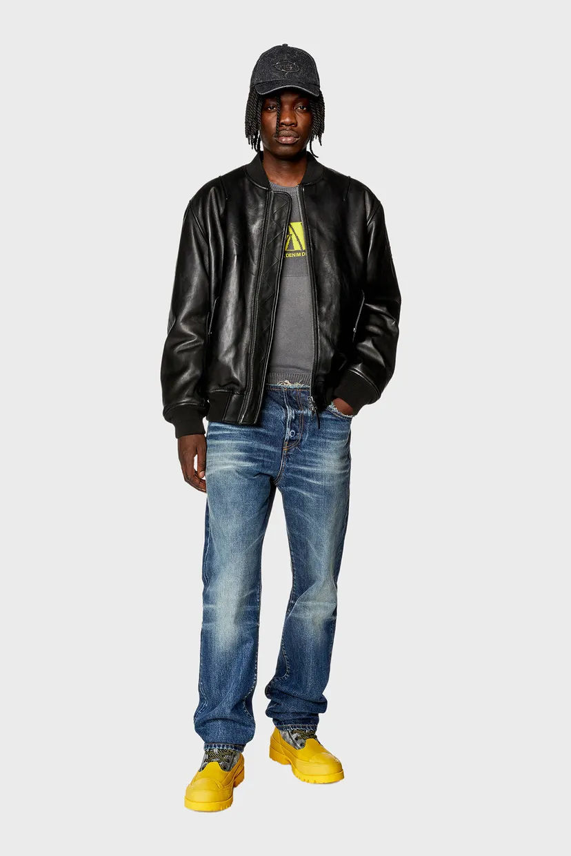 Мужская черная кожаная куртка L-PRITTS JACKET Diesel A10676 0HJAC