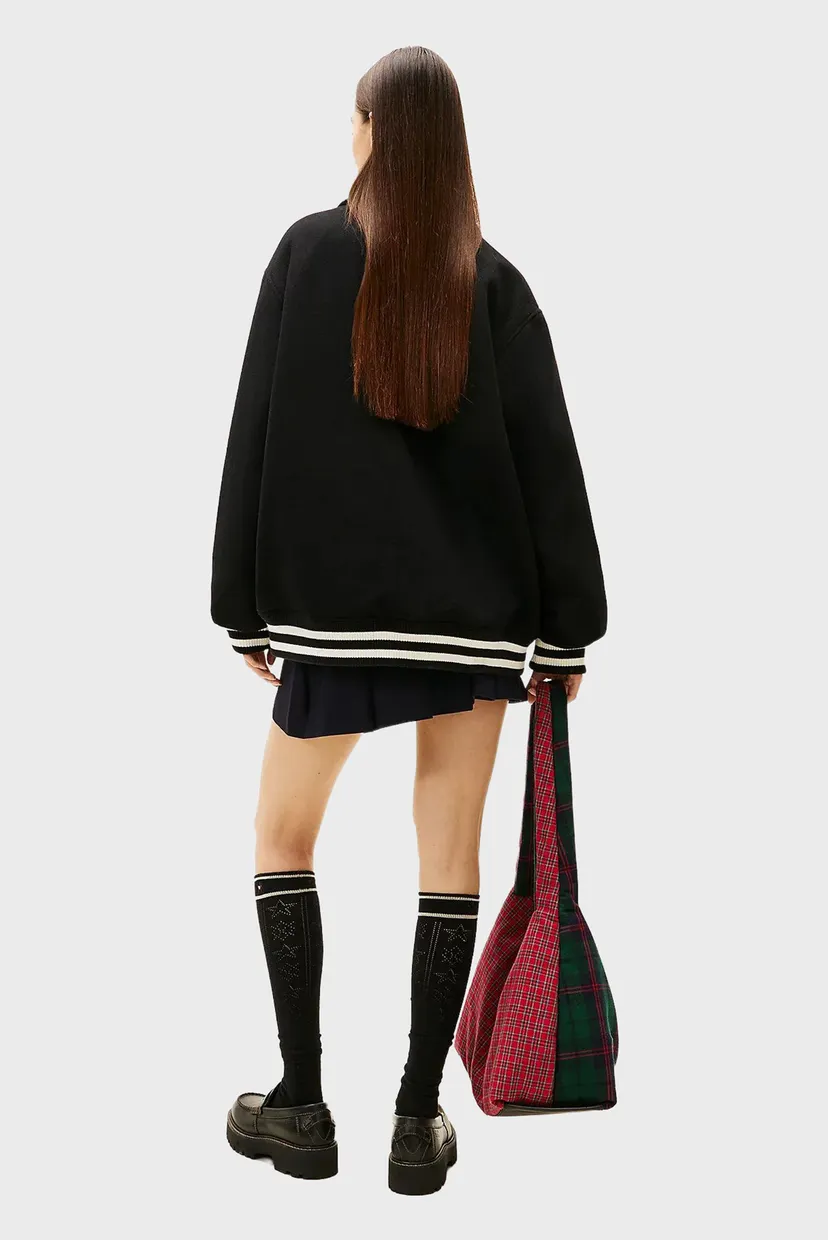 Женский черный шерстяной бомбер TOMMY GIRL VARSITY 3