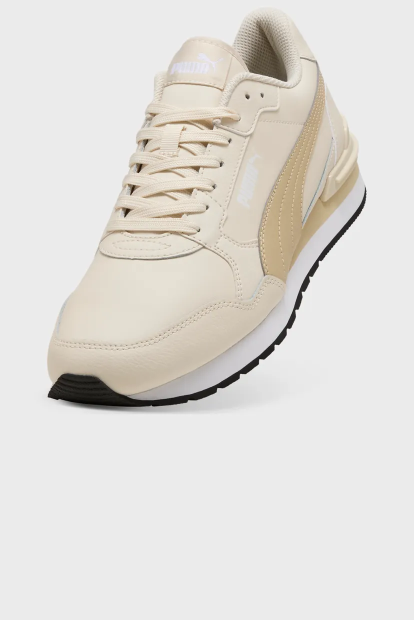 Бежевые кожаные кроссовки ST Runner v4 Leather Sneakers Unisex 4