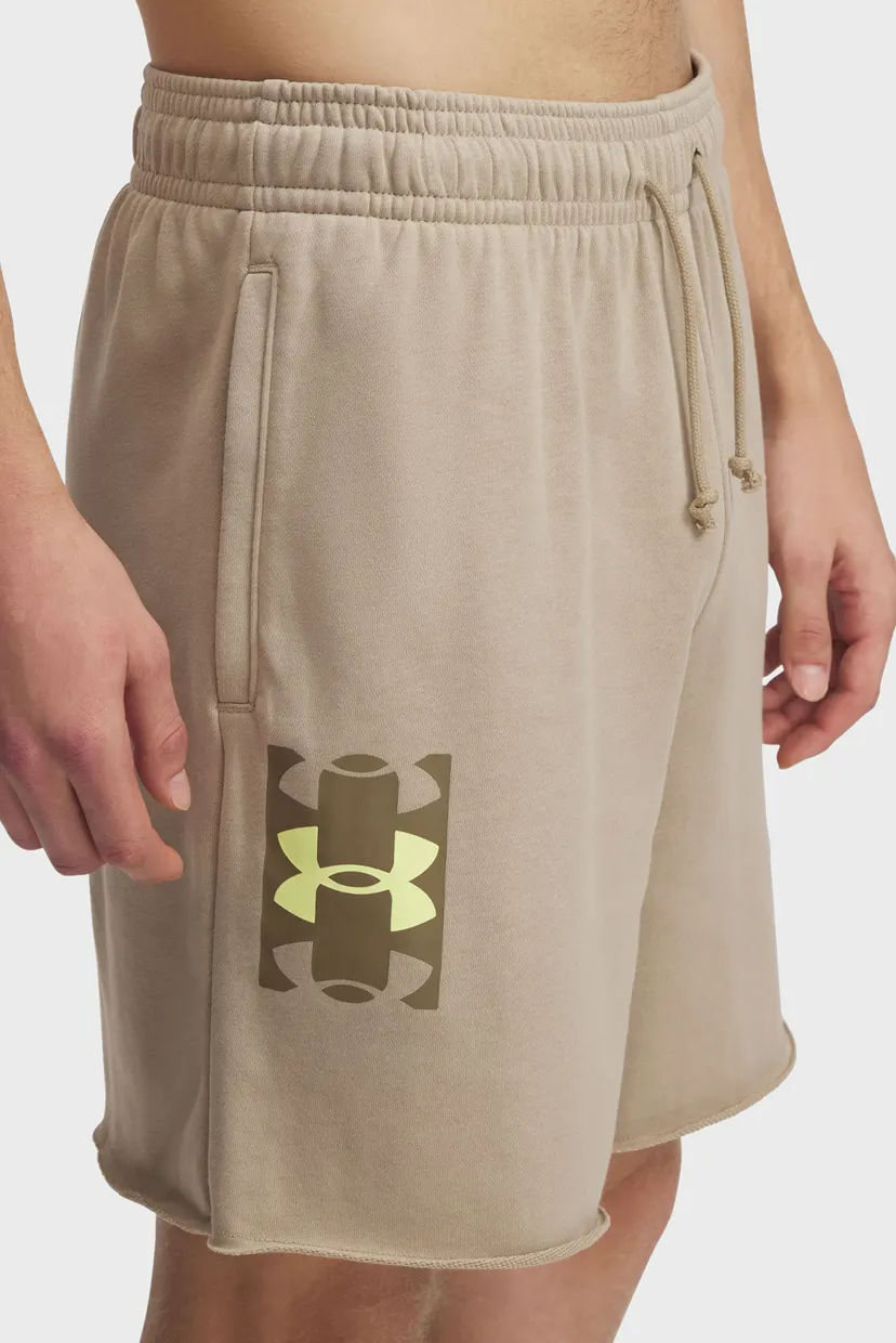 Чоловічі бежеві шорти UA Rival TerryLogo8inShort 4