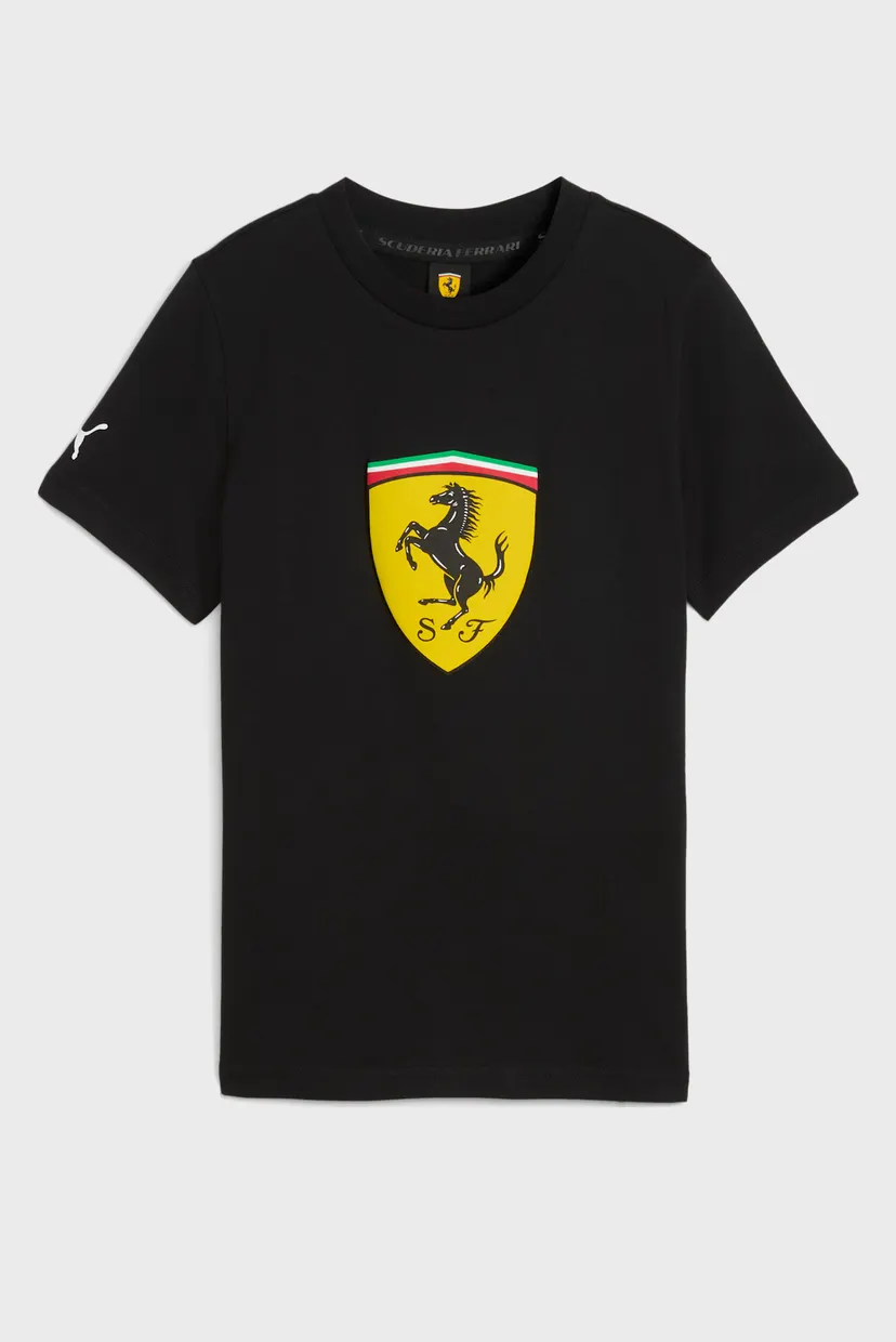 Детская черная футболка Scuderia Ferrari Sportswear Coloured Big Shield Tee Youth 4