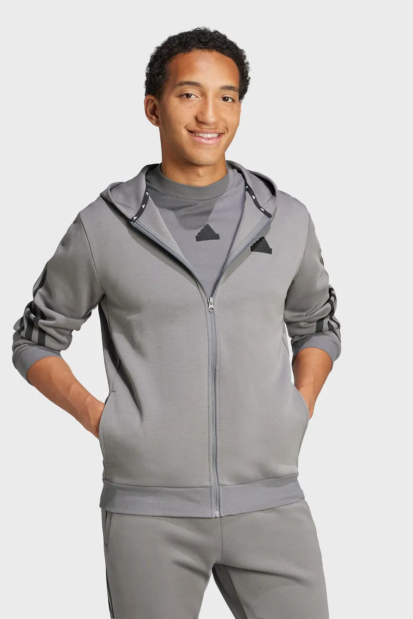 Чоловіче темно-сіре худі Future Icons 3-Stripes Full Zip 4