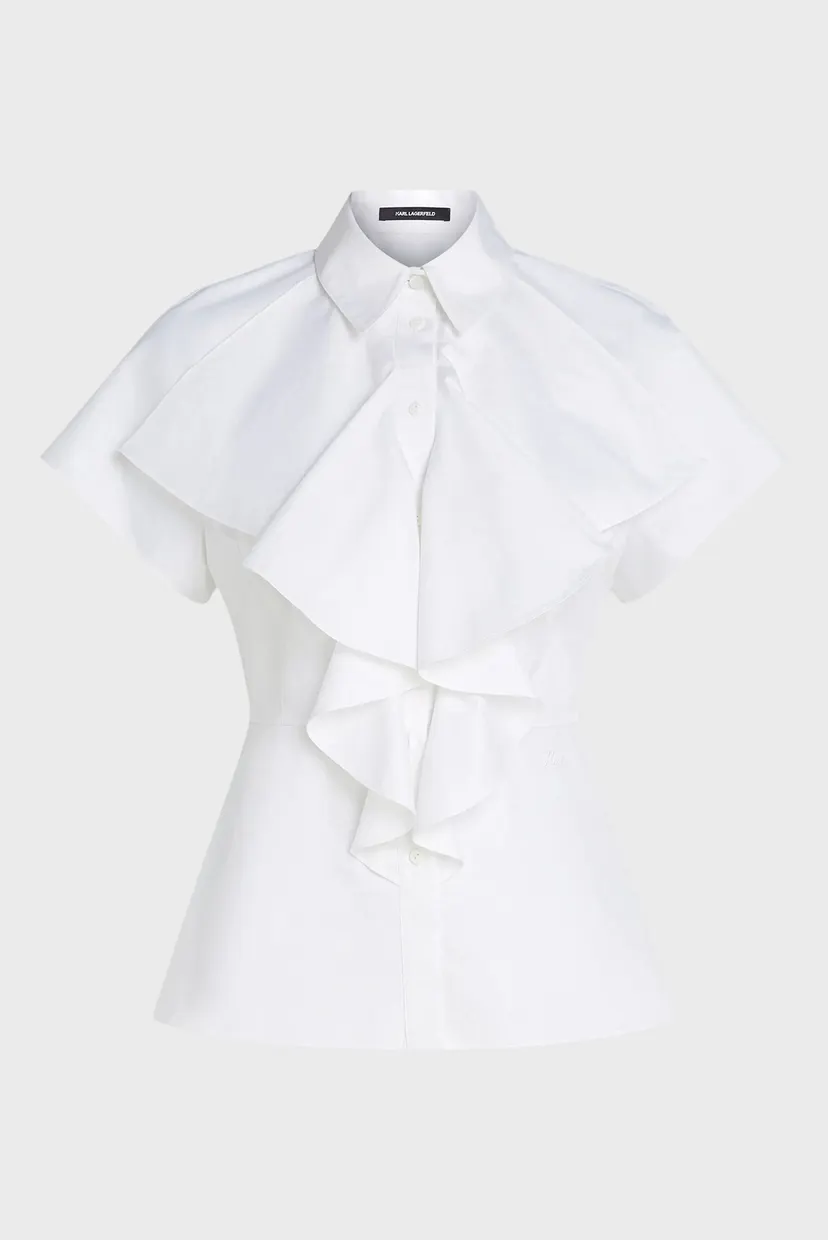 Жіноча біла блуза SHORT-SLEEVED RUFFLE 5